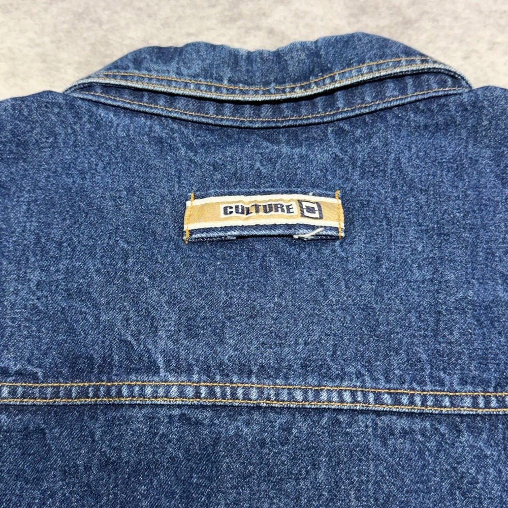 VTG Culture Jeans Loose Fit Mens 4XL Blue Faded Hip Hop Streetwear Trucker Coat - Picture 5 of 9
